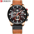 CURREN 8346 Mens Watches Chronograph Quartz Waterproof Calendar Wristwatches Luxury Luminous Leather Watch Relogio Masculino